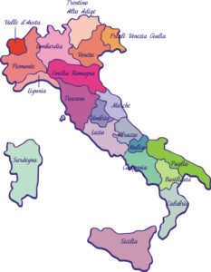 Mapa Itália Regiões Produtoras